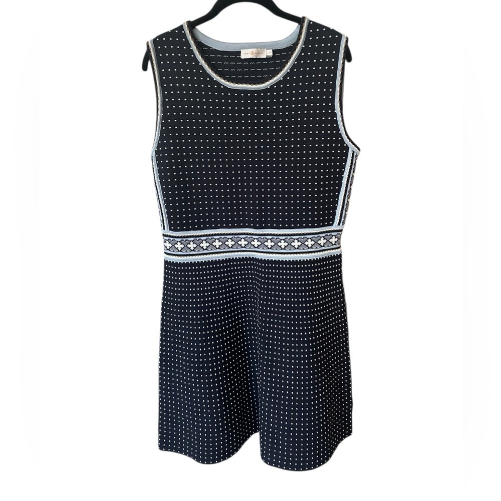 Tory Burch Elegant Black And White Sleeveless Dress Size L
